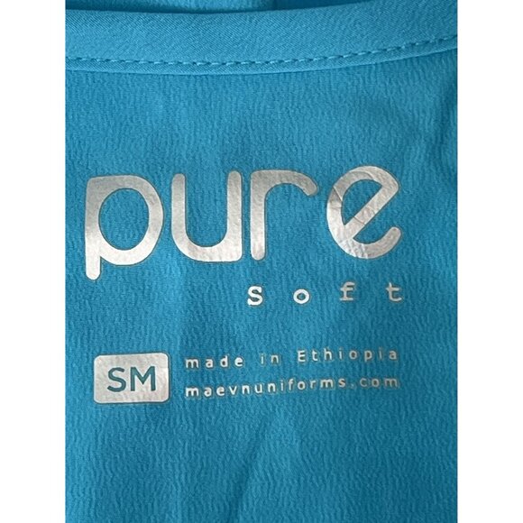 Pure Soft Women's V-Neck Scrub Top With Pockets,‎ SM, Blue - Picture 5 of 7